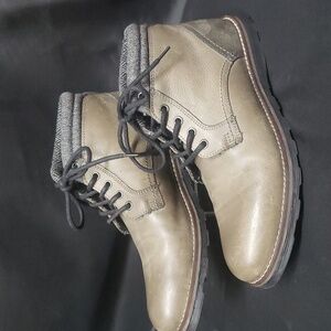 Crevo "Geoff" Men's Gray Leather Lace-up Ankle Boots, 10